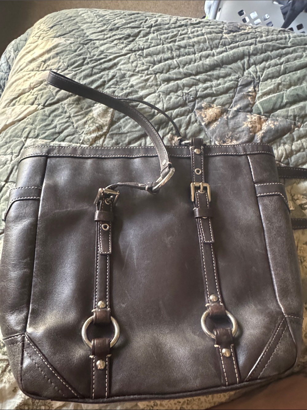 Coach Dark Brown Leather East west Legacy Buckle Tote Y2K - Picture 6 of 6
